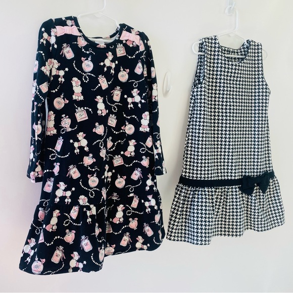 EUC Set of TWO Dresses: kids size 7 black, white, pink, chic, plaid, toddler - Picture 7 of 7